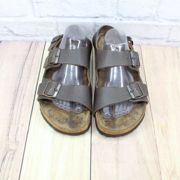 Birkenstock Milano Brown Leather Ankle Strap Buckle Sandals Size US 10 - Picture 5 of 12